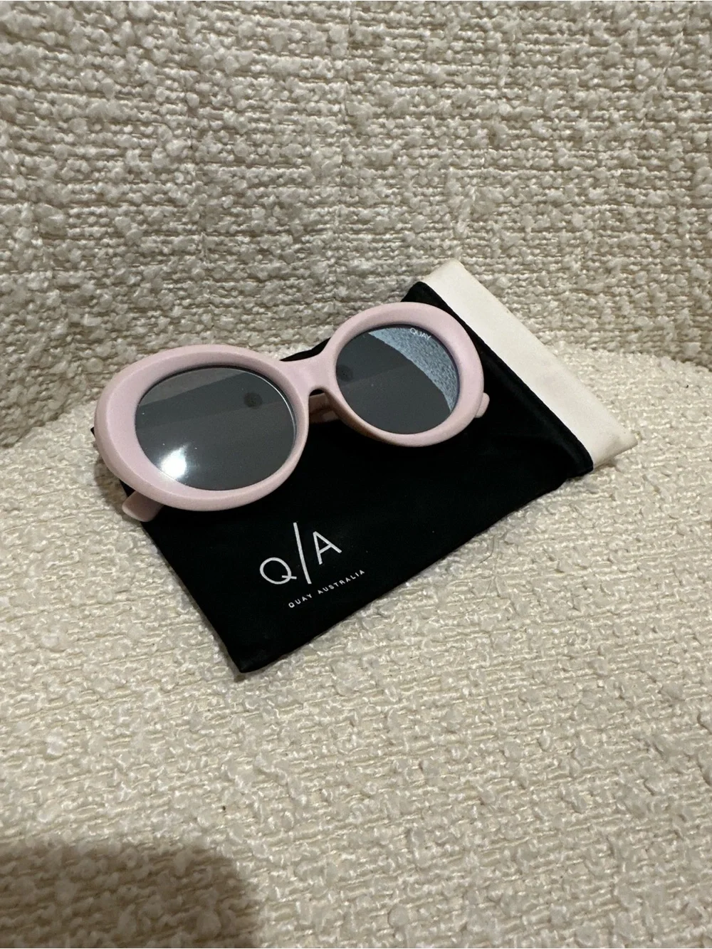 Quay Australia Baby Pink Oval Sunglasses